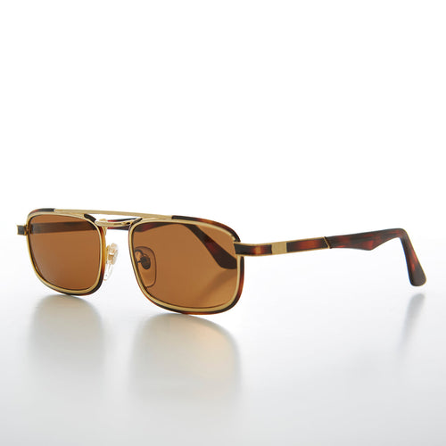Gold Rectangular 80s Aviator Sunglasses - Beau